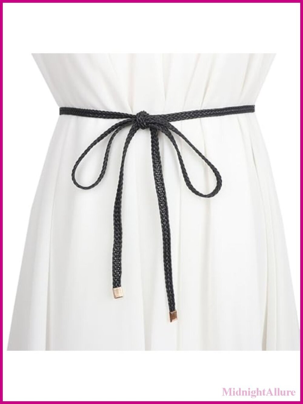 Women's Thin PU Leather Braided Skinny Belt Woven Waist Belt